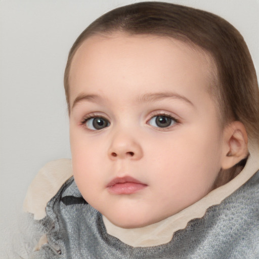 Neutral white child female with short  brown hair and brown eyes