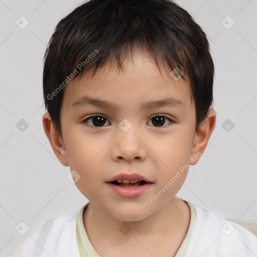 Neutral white child male with short  brown hair and brown eyes