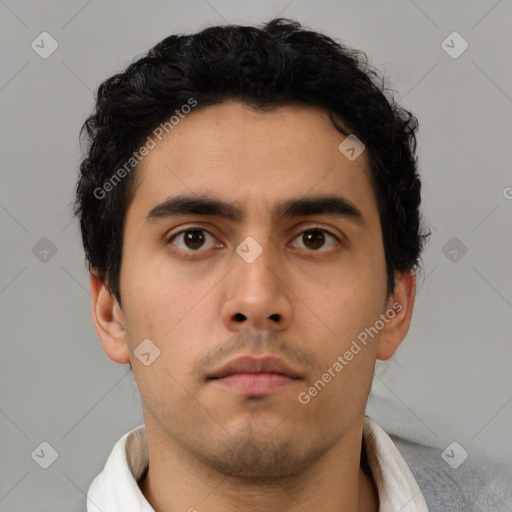 Neutral asian young-adult male with short  brown hair and brown eyes