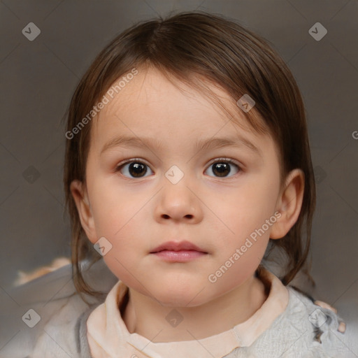 Neutral white child female with medium  brown hair and brown eyes