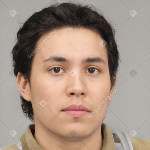 Neutral white young-adult male with medium  brown hair and brown eyes