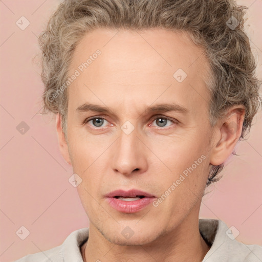 Neutral white adult male with short  brown hair and brown eyes