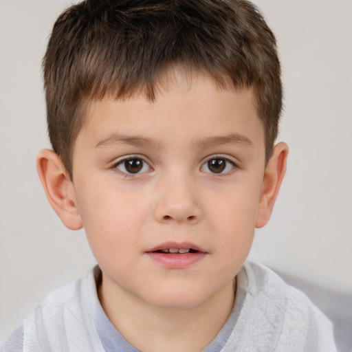 Neutral white child male with short  brown hair and brown eyes