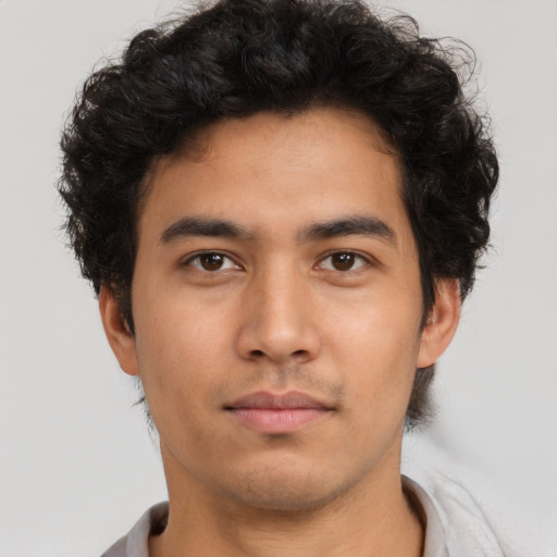 Neutral asian young-adult male with short  brown hair and brown eyes