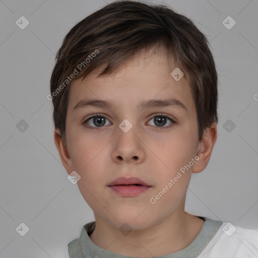 Neutral white child male with short  brown hair and brown eyes