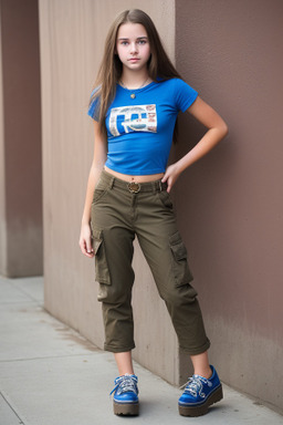 American teenager girl with  brown hair