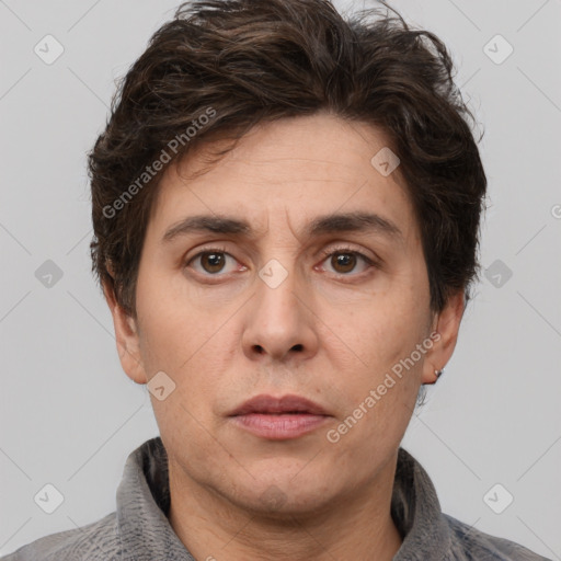 Neutral white adult male with short  brown hair and brown eyes