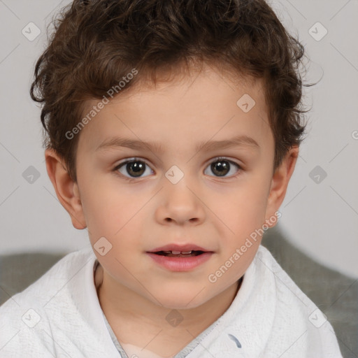 Neutral white child male with short  brown hair and brown eyes