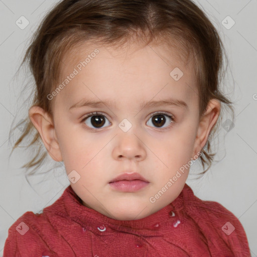 Neutral white child female with medium  brown hair and brown eyes