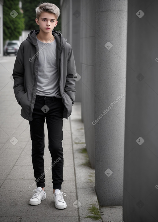 Austrian teenager boy with  gray hair