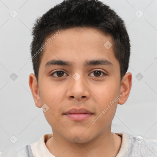 Neutral asian young-adult male with short  brown hair and brown eyes