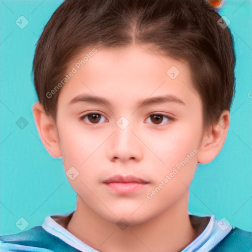 Neutral white child male with short  brown hair and brown eyes