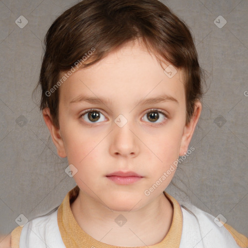 Neutral white child female with medium  brown hair and brown eyes