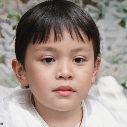Neutral asian child female with medium  brown hair and brown eyes