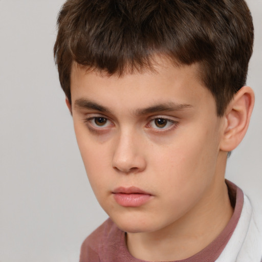 Neutral white child male with short  brown hair and brown eyes