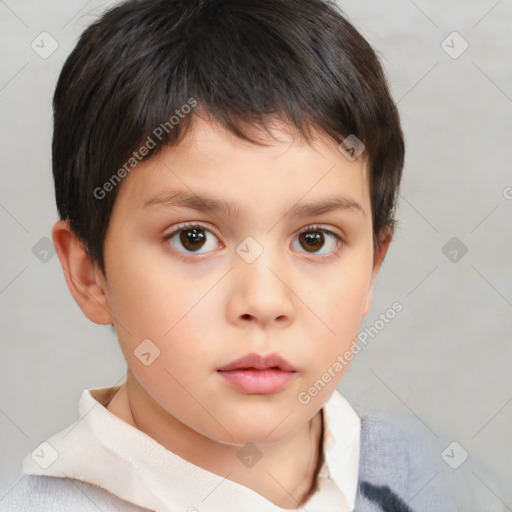 Neutral white child male with short  brown hair and brown eyes