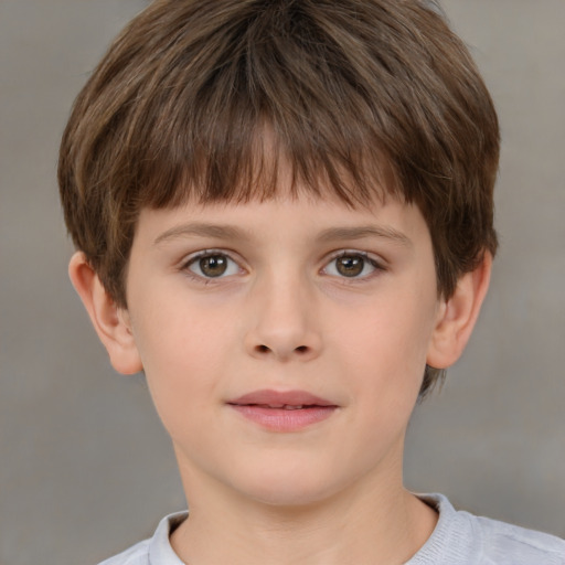 Neutral white child male with short  brown hair and brown eyes