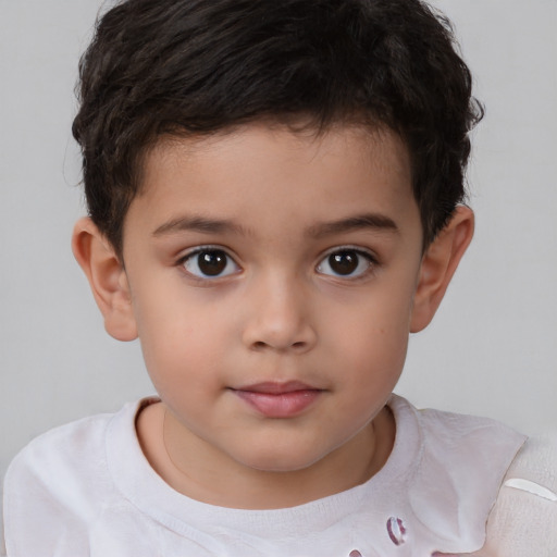 Neutral white child male with short  brown hair and brown eyes