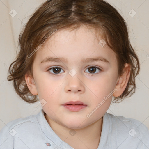 Neutral white child female with medium  brown hair and brown eyes