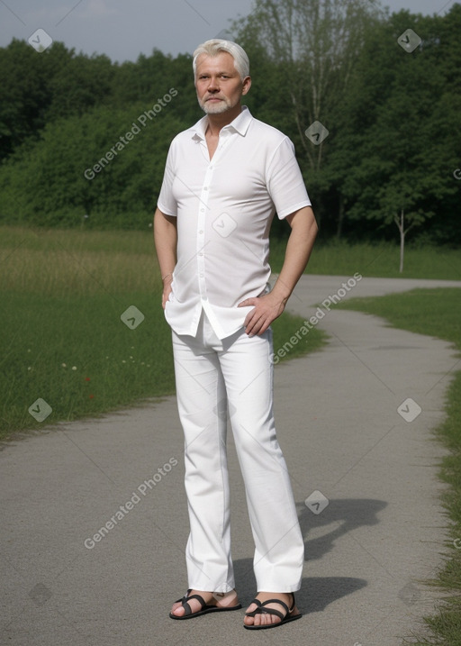 Latvian middle-aged male with  white hair