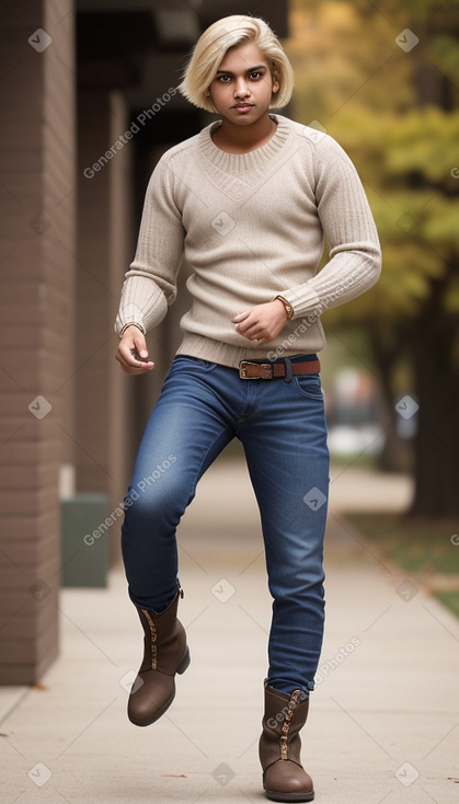 Indian young adult male with  blonde hair