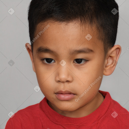 Neutral white child male with short  brown hair and brown eyes