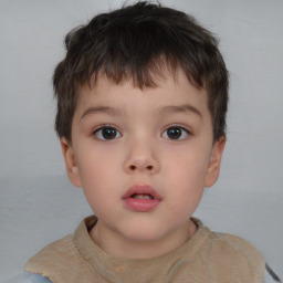 Neutral white child male with short  brown hair and brown eyes