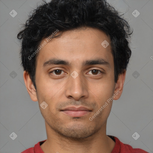 Neutral asian young-adult male with short  brown hair and brown eyes