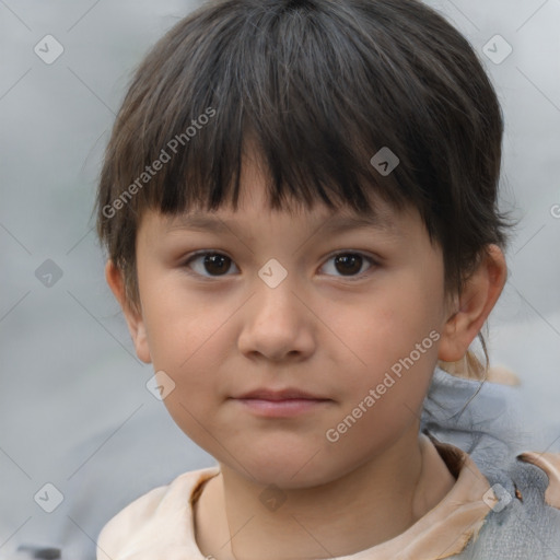 Neutral white child female with short  brown hair and brown eyes