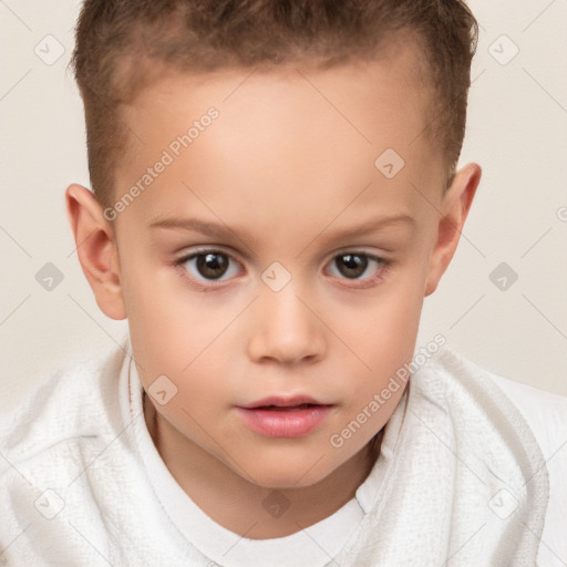 Neutral white child female with short  brown hair and brown eyes