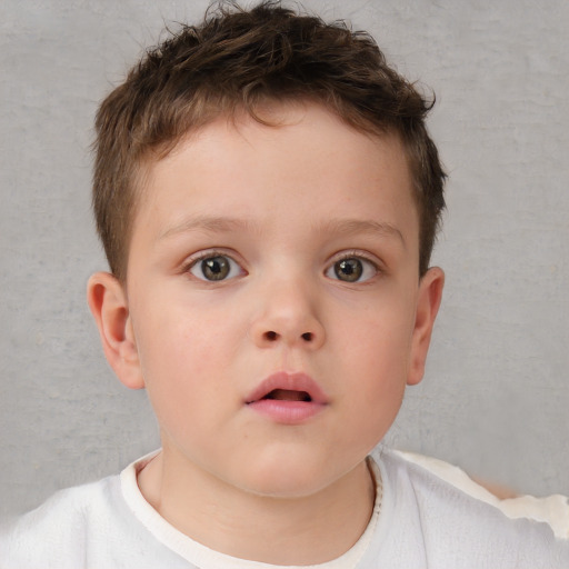 Neutral white child male with short  brown hair and brown eyes