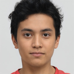 Neutral asian young-adult male with short  brown hair and brown eyes