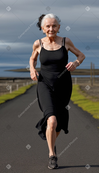 Icelandic elderly female with  black hair