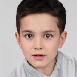 Neutral white child male with short  brown hair and brown eyes