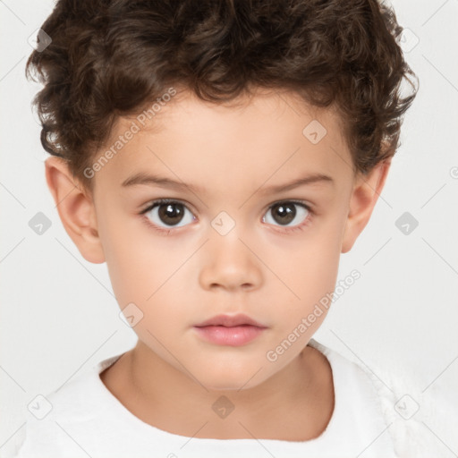 Neutral white child male with short  brown hair and brown eyes