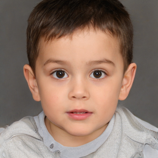 Neutral white child male with short  brown hair and brown eyes