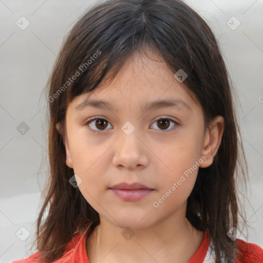 Neutral white child female with medium  brown hair and brown eyes