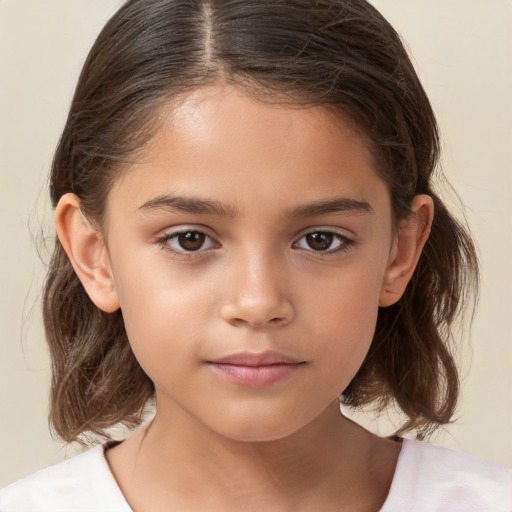 Neutral white child female with medium  brown hair and brown eyes