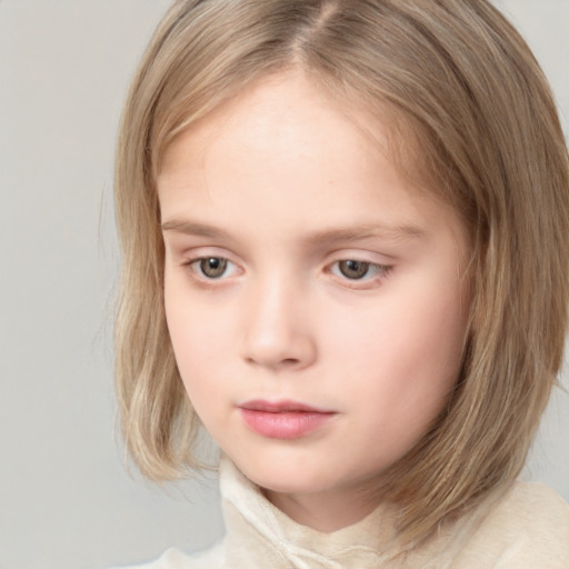 Neutral white child female with medium  brown hair and brown eyes