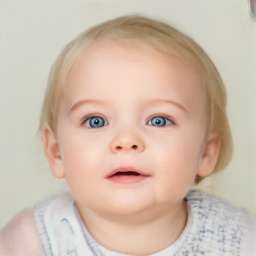 Neutral white child female with short  brown hair and blue eyes
