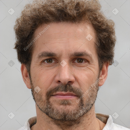 Neutral white adult male with short  brown hair and brown eyes