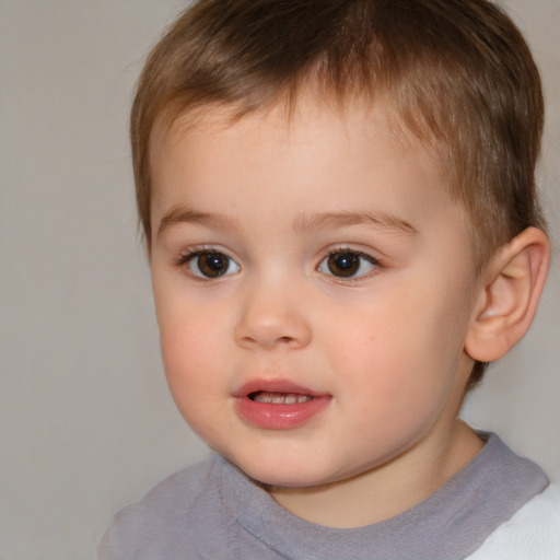 Neutral white child male with short  brown hair and brown eyes