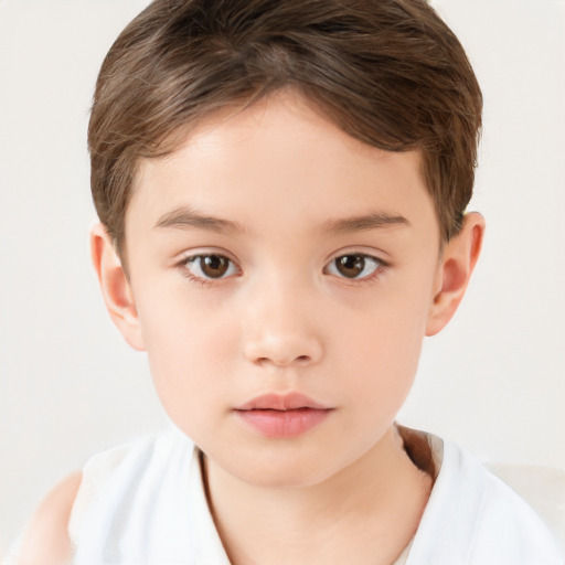 Neutral white child female with short  brown hair and brown eyes