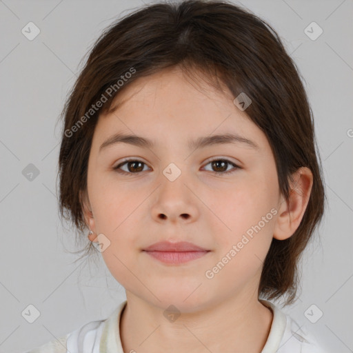 Neutral white child female with medium  brown hair and brown eyes