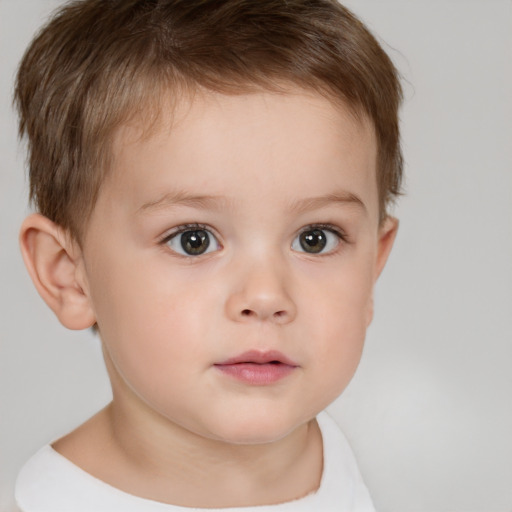 Neutral white child male with short  brown hair and brown eyes