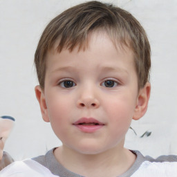Neutral white child male with short  brown hair and brown eyes
