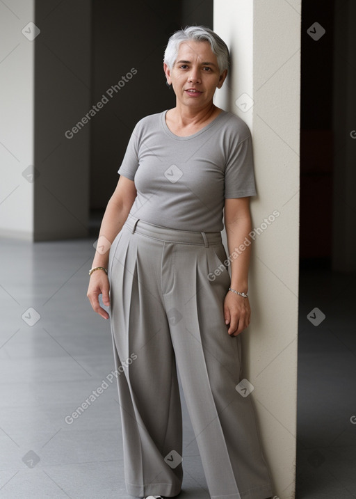 Costa rican middle-aged non-binary with  gray hair