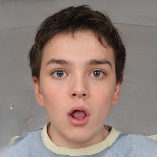 Neutral white child male with short  brown hair and brown eyes