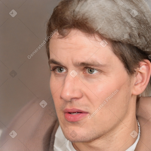 Neutral white adult male with short  brown hair and brown eyes