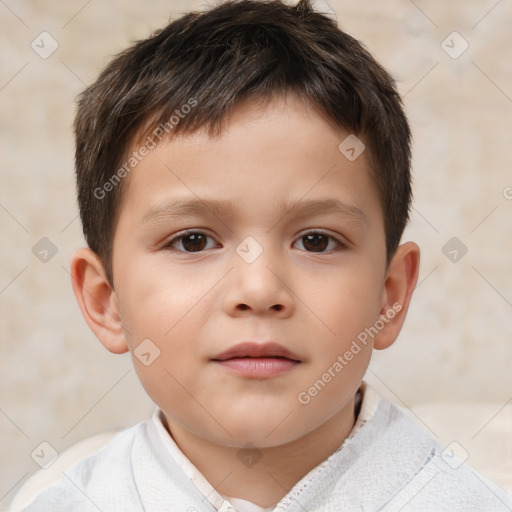 Neutral white child male with short  brown hair and brown eyes